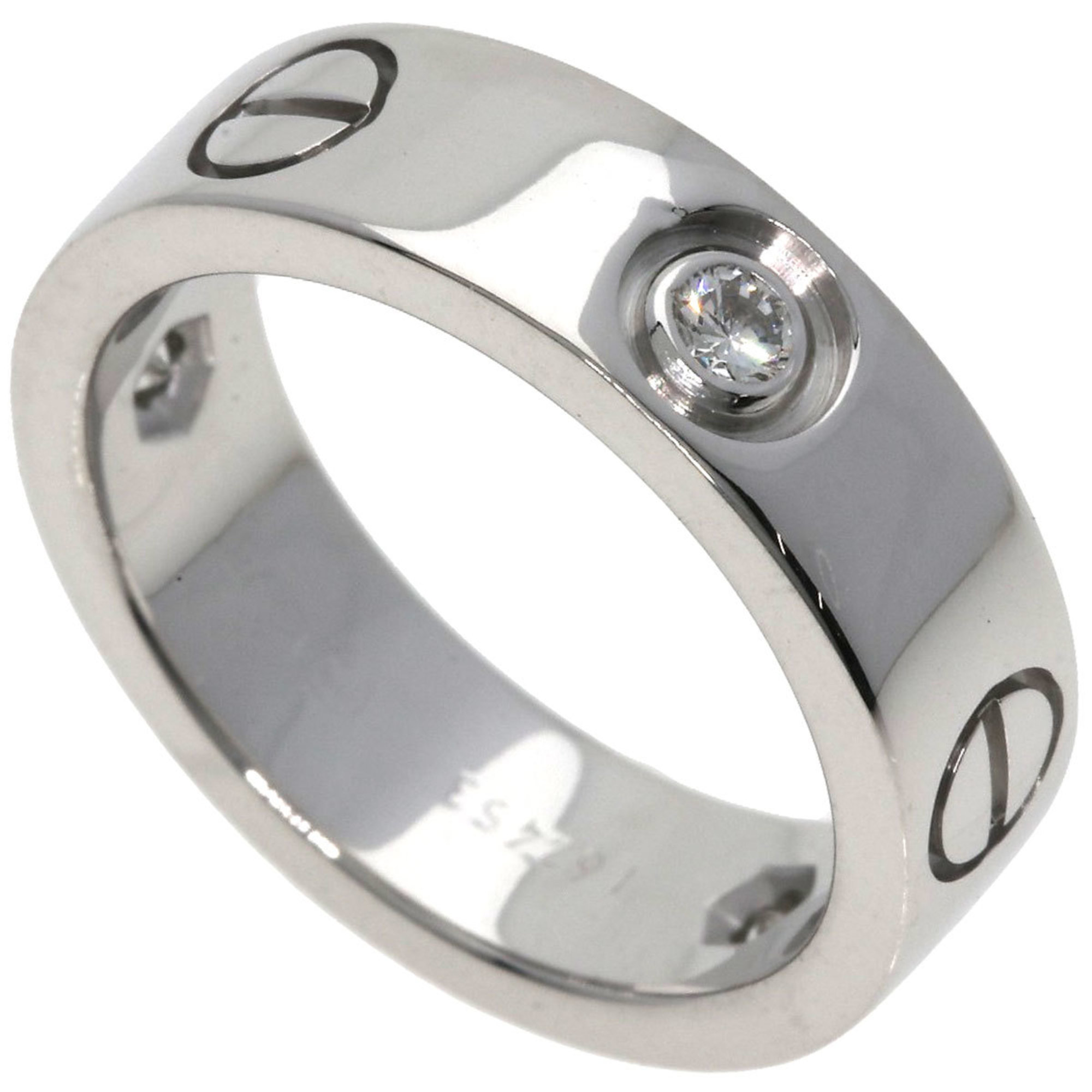 Cartier Love Ring Half Diamond #50 K18 White Gold Women's