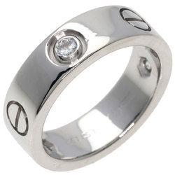 Cartier Love Ring Half Diamond #50 K18 White Gold Women's