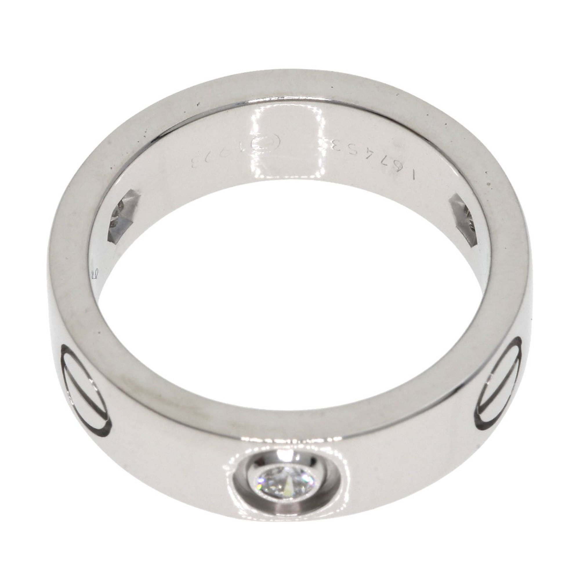 Cartier Love Ring Half Diamond #50 K18 White Gold Women's