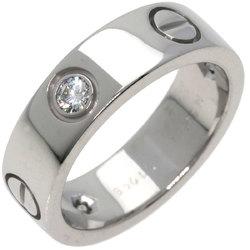 Cartier Love Ring Half Diamond #49 K18 White Gold Women's