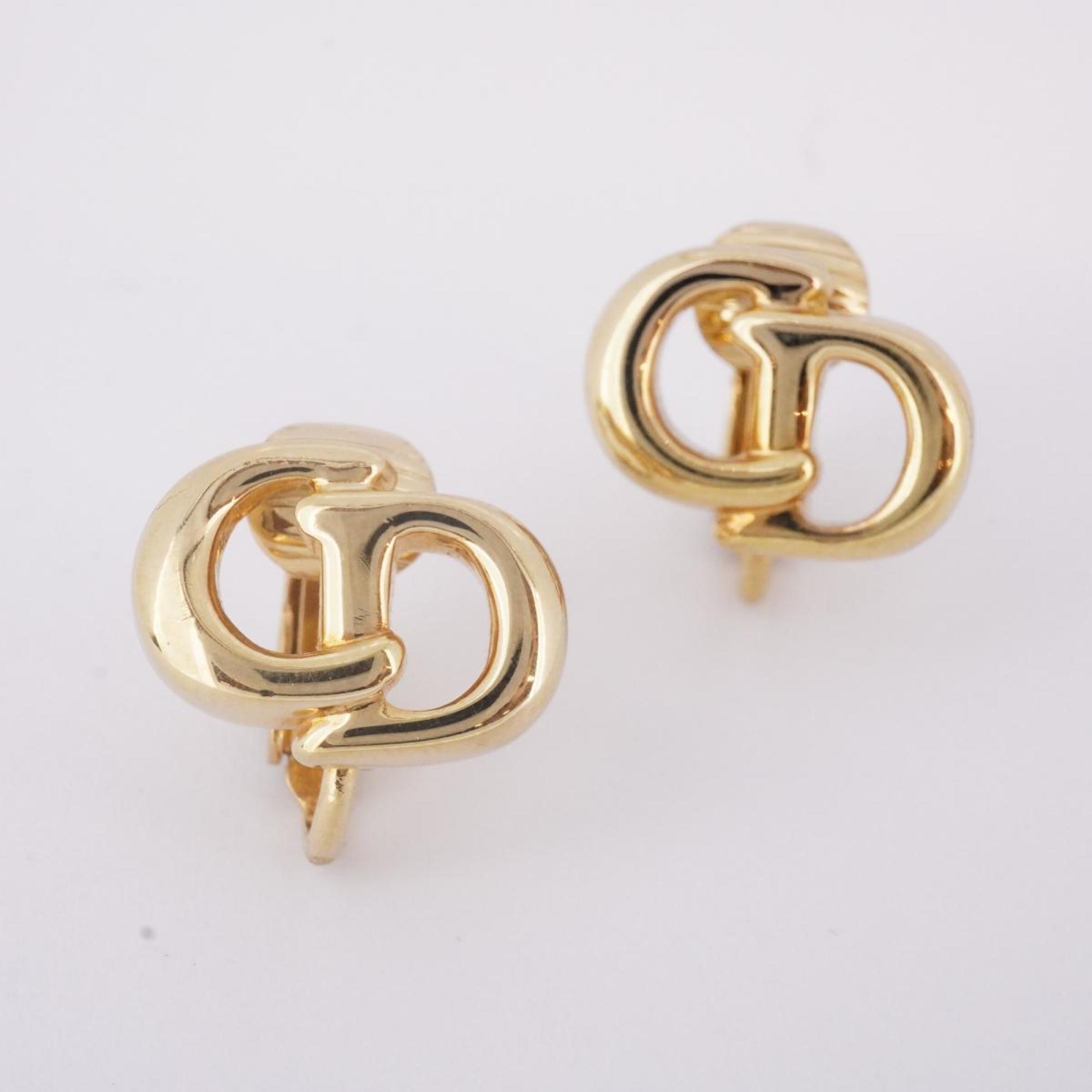 Christian Dior Earrings CD GP Plated Gold Women's