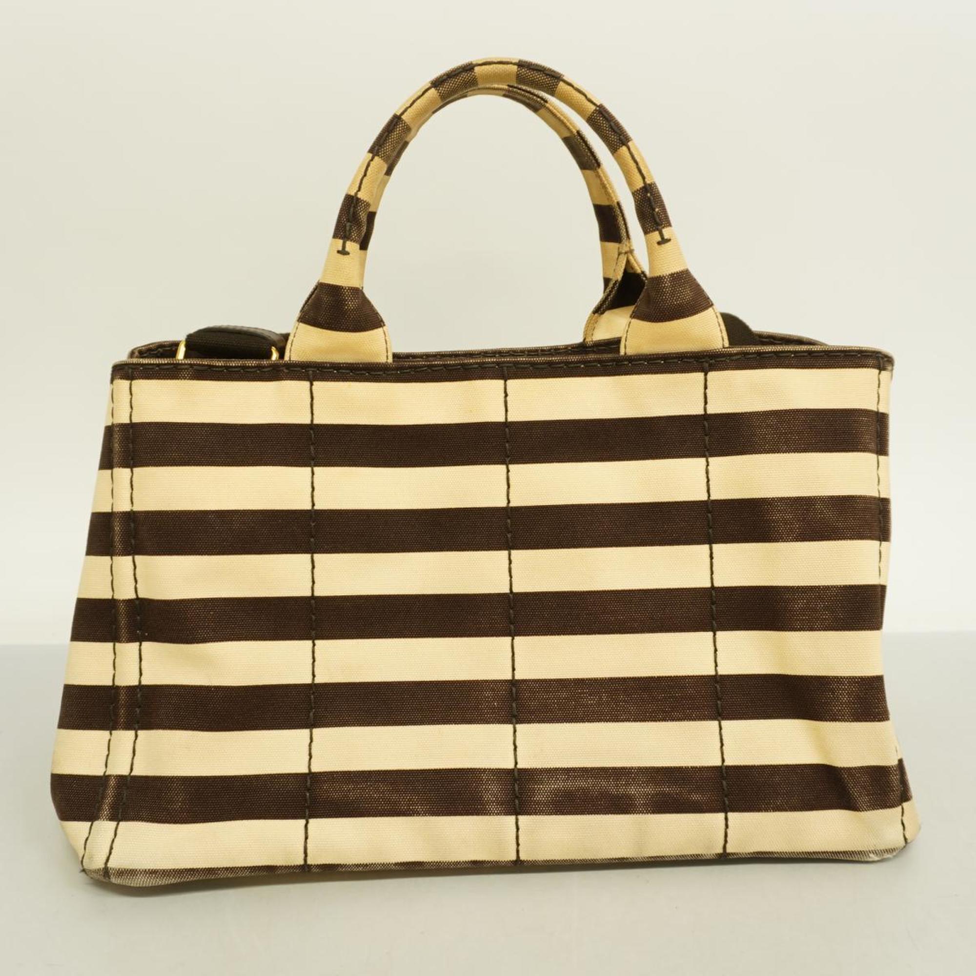 Prada handbag canapa canvas brown beige ladies