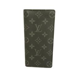 Louis Vuitton Long Wallet Monogram Eclipse Portefeuille Brazza M61697 Black Grey Men's