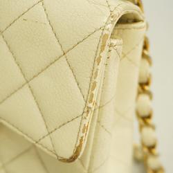 Chanel Shoulder Bag Matelasse Chain Caviar Skin Ivory Women's