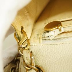 Chanel Shoulder Bag Matelasse Chain Caviar Skin Ivory Women's