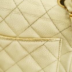 Chanel Shoulder Bag Matelasse Chain Caviar Skin Ivory Women's