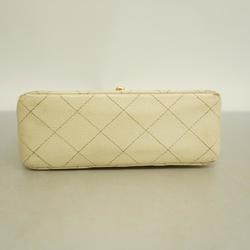 Chanel Shoulder Bag Matelasse Chain Caviar Skin Ivory Women's