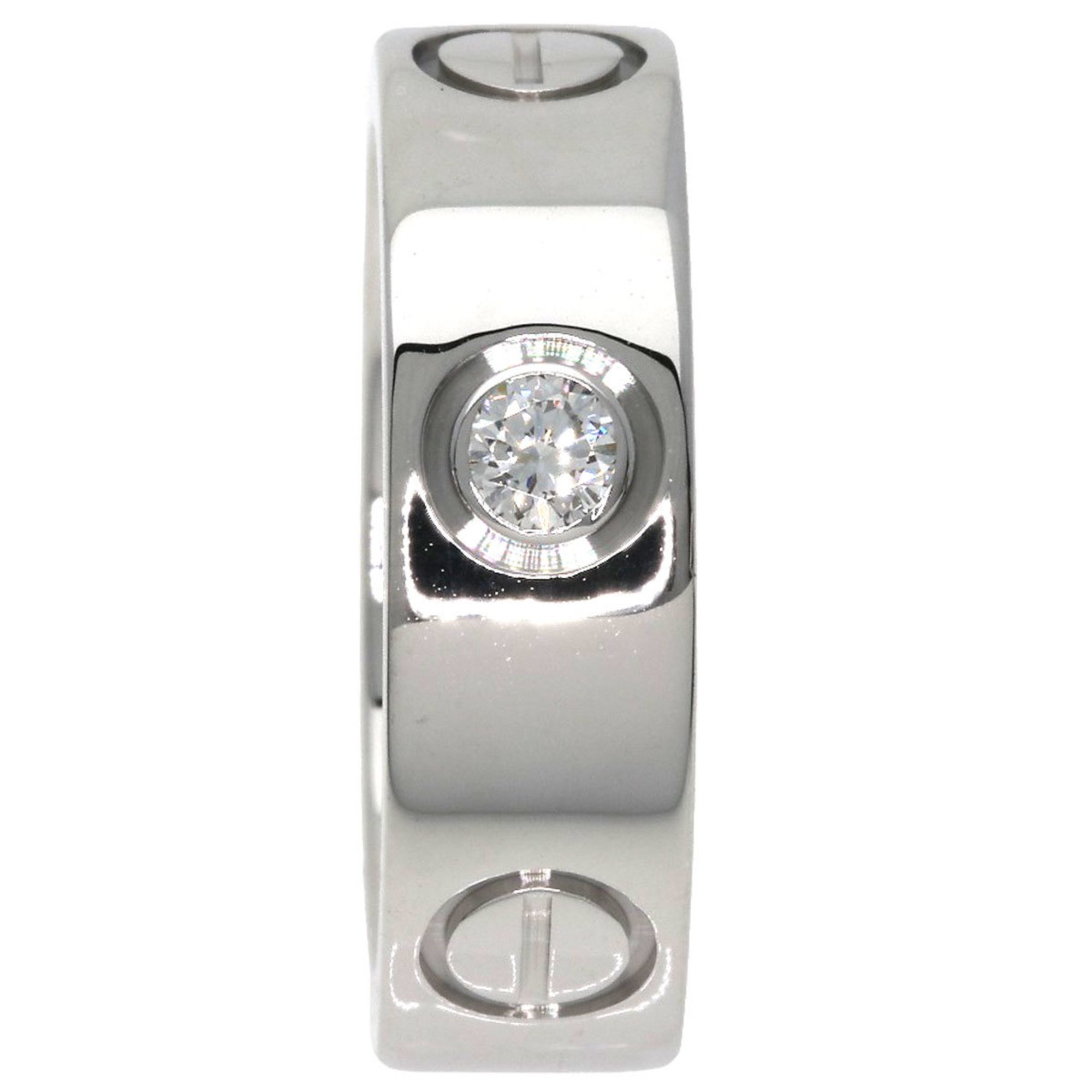 Cartier Love Ring Half Diamond #47 K18 White Gold Women's