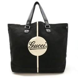 GUCCI Tote Bag Large Shoulder Leather Black White 194465