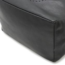 FENDI Punched Handbag Leather Black