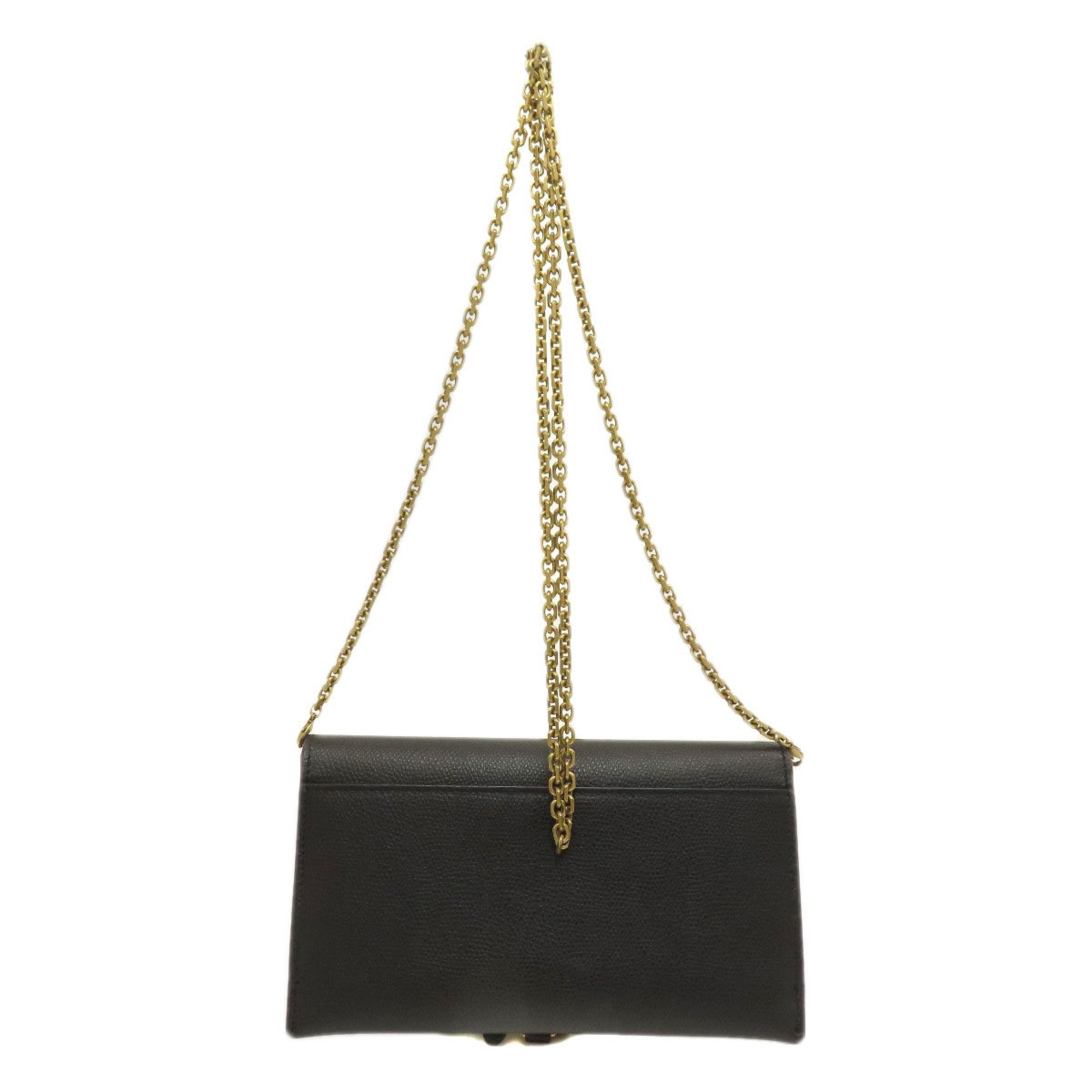 Christian Dior Chain Wallet Long Leather Women's