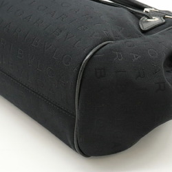 BVLGARI Bulgari Mania Maxillettare Handbag Jacquard Canvas Leather Black