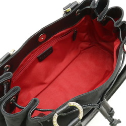 BVLGARI Bulgari Mania Maxillettare Handbag Jacquard Canvas Leather Black