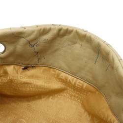 CHANEL Coco Mark Matelasse Chain Shoulder Bag Leather Beige