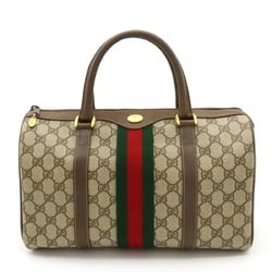 GUCCI Old Gucci GG Plus Sherry Line Handbag Boston Bag PVC Leather Beige Mocha Brown 24.02.007