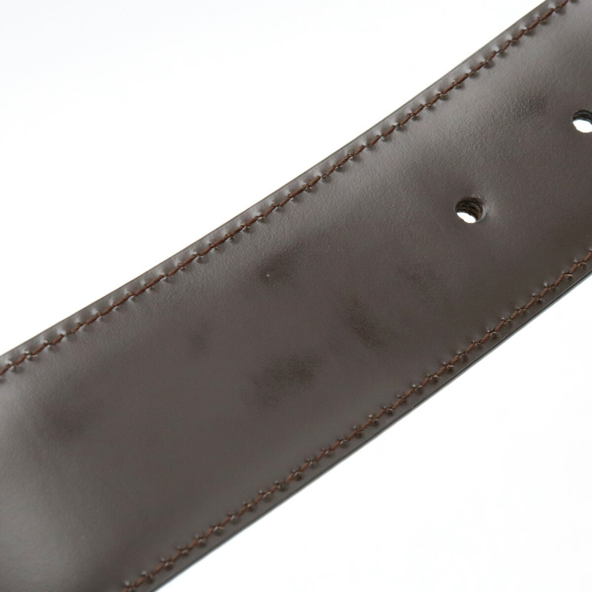 BVLGARI Bulgari Belt Round Buckle Leather Dark Brown Size 44/110 Actual 91cm Cut 20230