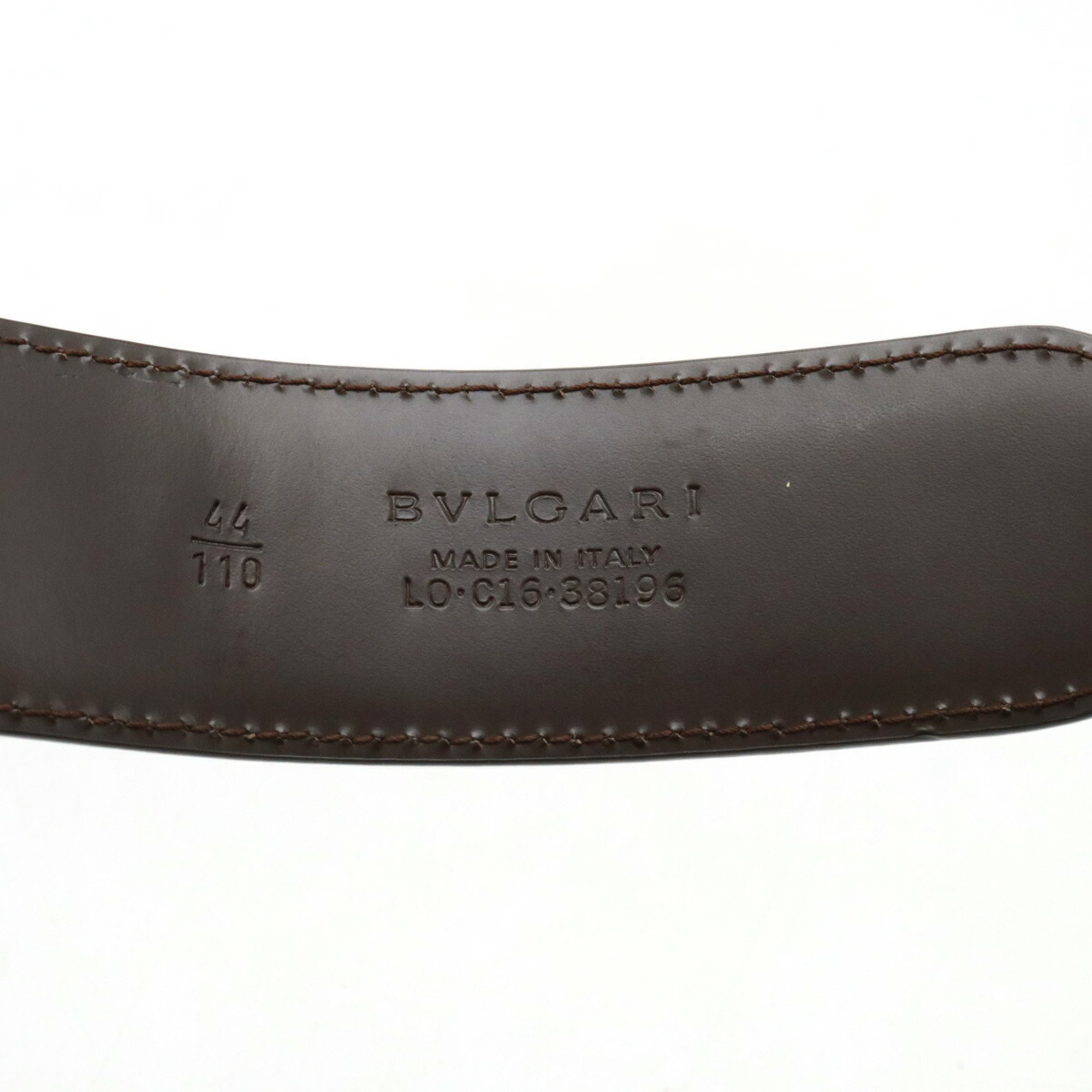 BVLGARI Bulgari Belt Round Buckle Leather Dark Brown Size 44/110 Actual 91cm Cut 20230