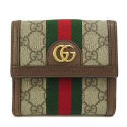 Gucci 523173 Ophidia GG French Flap Wallet Bi-fold Leather Women's