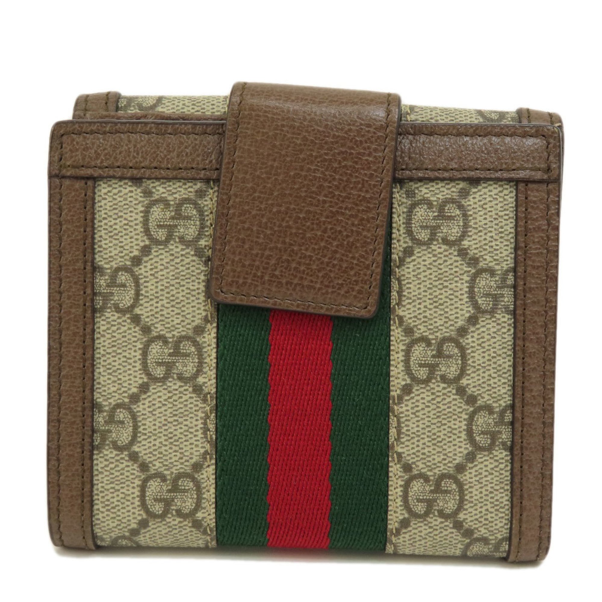 Gucci 523173 Ophidia GG French Flap Wallet Bi-fold Leather Women's