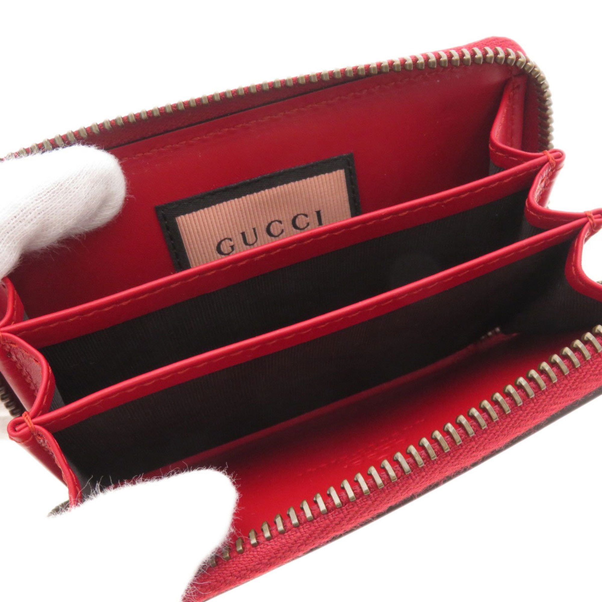 Gucci 448465 Ghost GG Business Card Holder/Card Case Calf Leather Women's