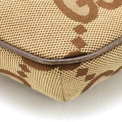 GUCCI Jumbo GG Belt Bag, Body Waist Pouch, Canvas, Leather, Beige, Brown, 696031