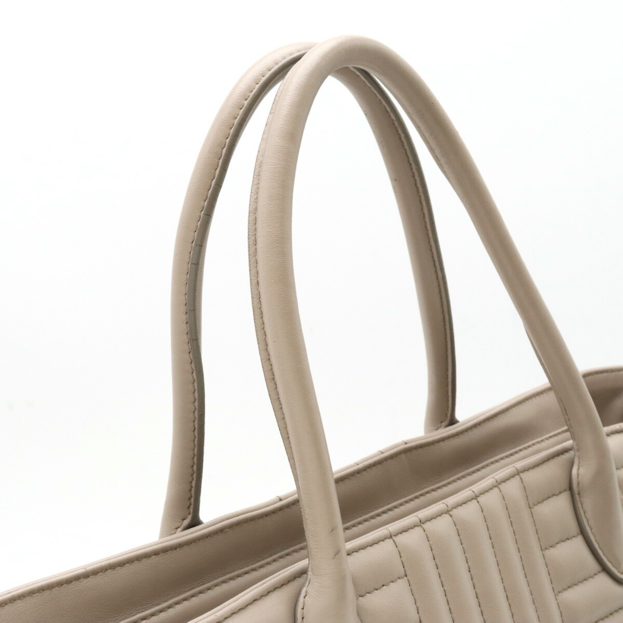 PRADA Prada Diagram Tote Bag Handbag Leather POMICE Greige Shoulder 1BA195