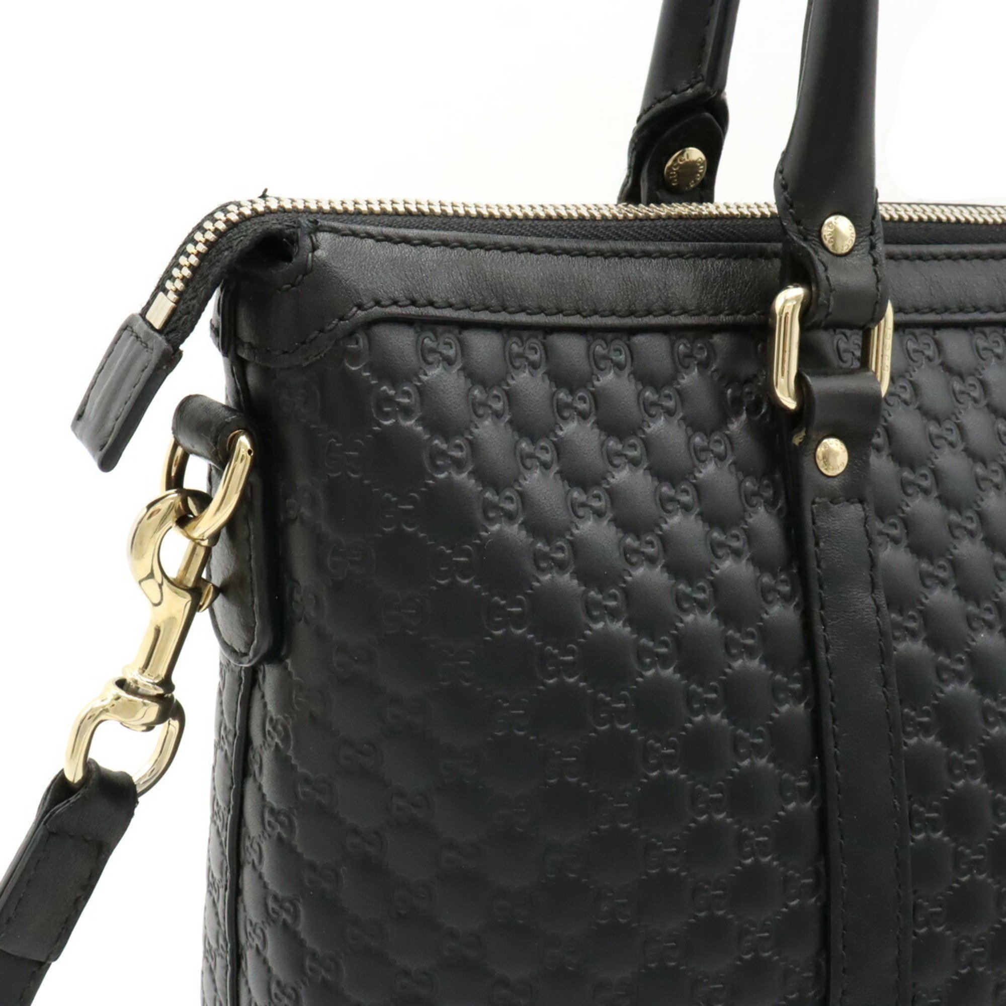 GUCCI Micro Guccissima Tote Bag Shoulder Leather Black 449656