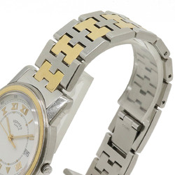 HERMES Carrick White Dial SS GP Combi Men's Quartz Watch