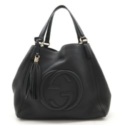 GUCCI Soho Cellarius Tassel Tote Bag Shoulder Leather Black 282309