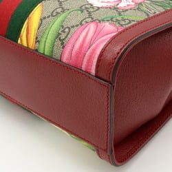 GUCCI Ophidia GG Flora Handbag Shoulder Bag PVC Leather Red Beige Multicolor 547551
