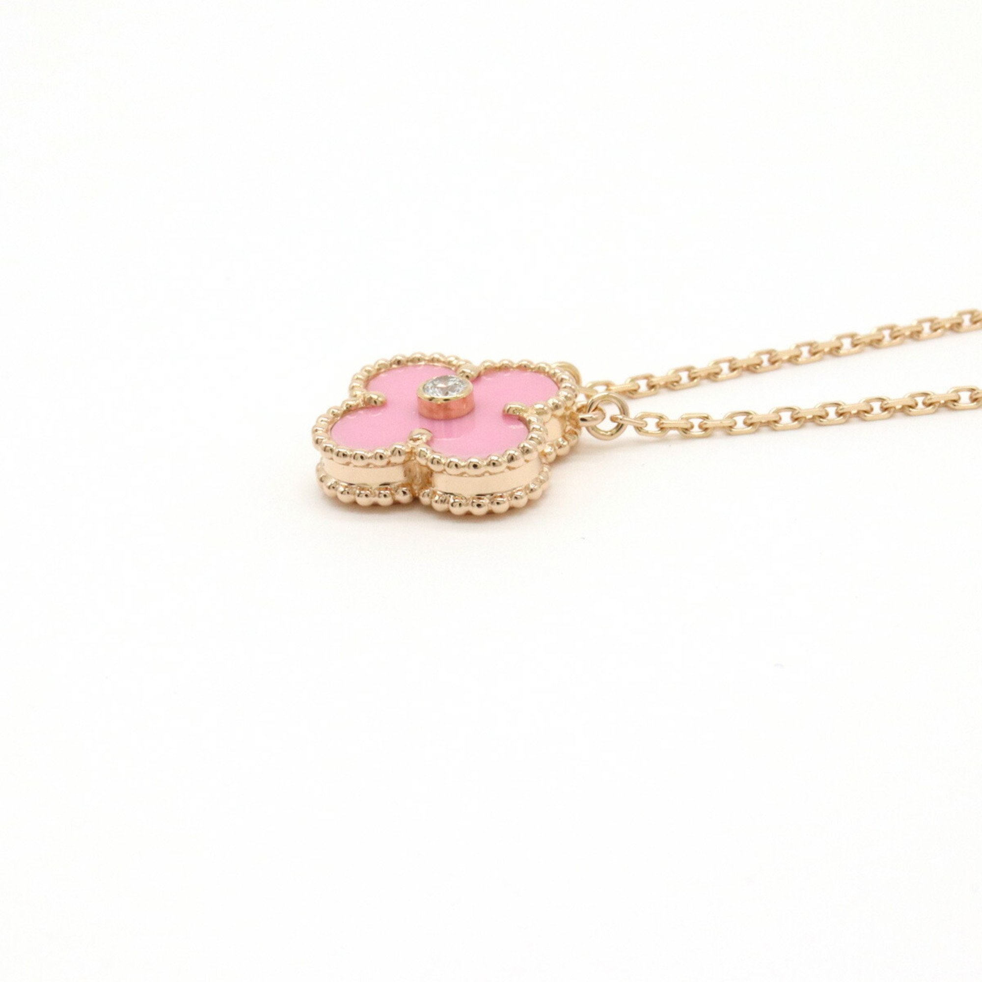 Van Cleef & Arpels Alhambra Necklace AU750 Pink Gold Sable 1PD 2015 Limited Edition