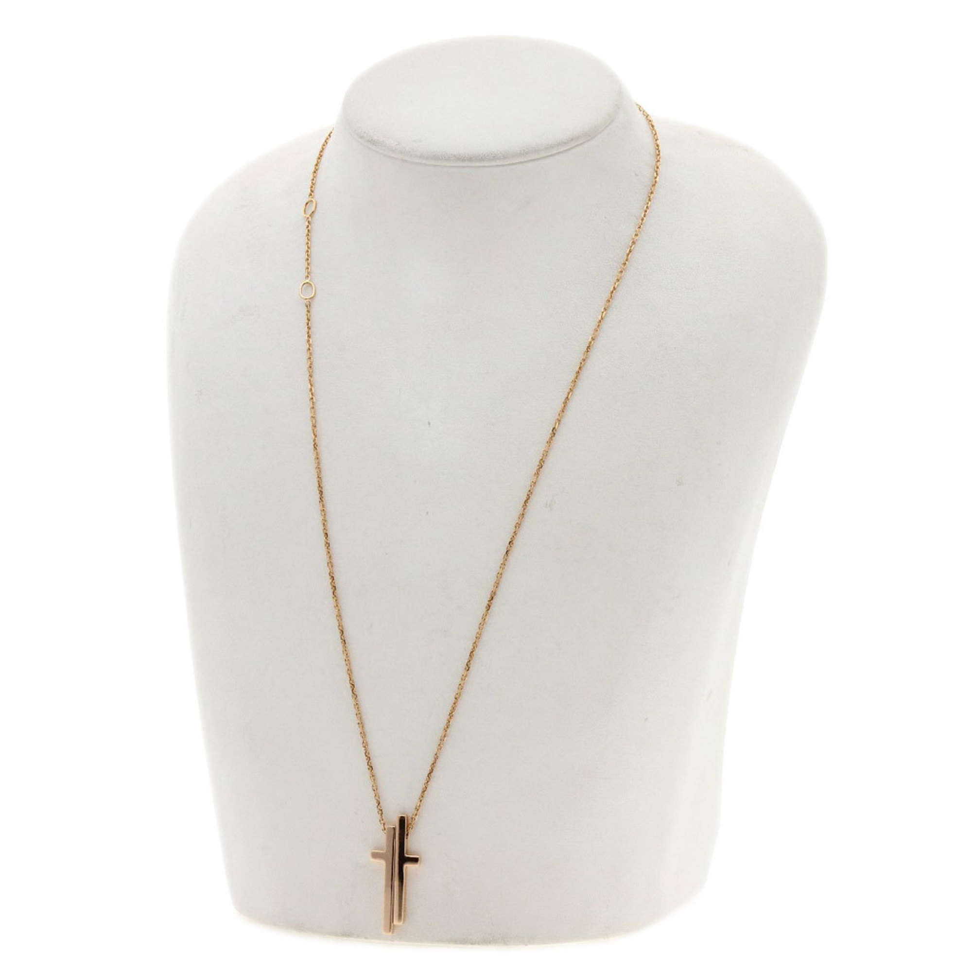 Gucci Separate Cross Necklace K18 Pink Gold Women's