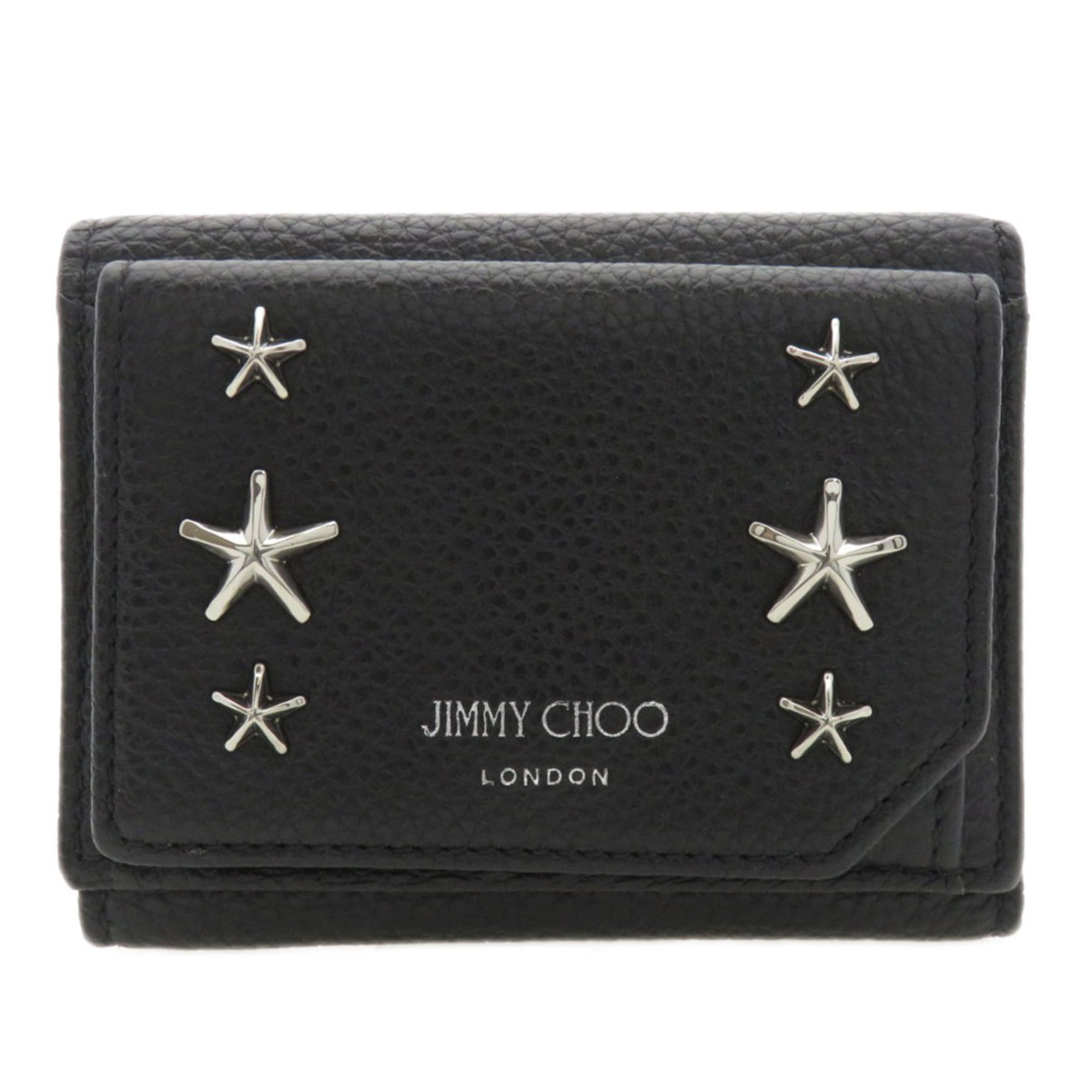 Jimmy Choo Tri-fold Wallet Star Motif Bi-fold Calfskin Women's