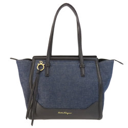 Salvatore Ferragamo Amy Gancini hardware tote bag denim leather ladies