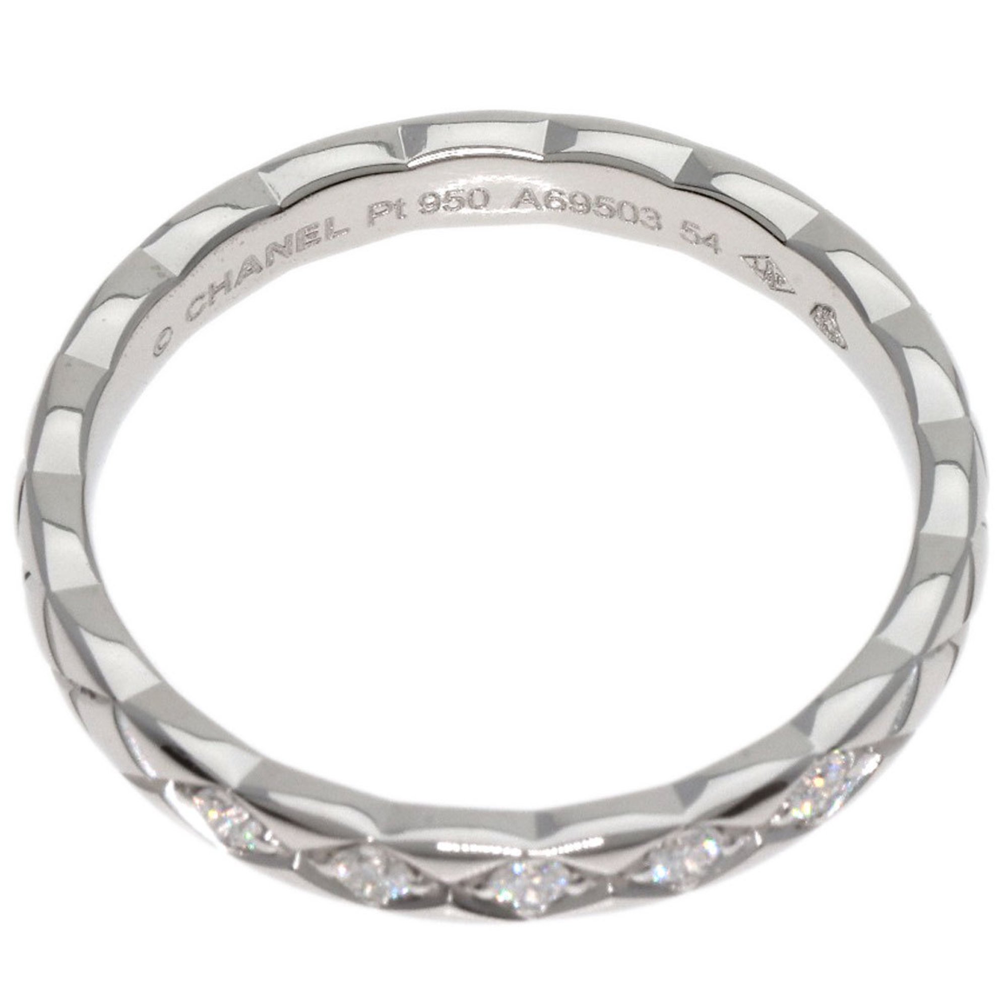 Chanel Coco Crush Matelasse 5P Diamond #54 Ring Platinum PT950 Women's