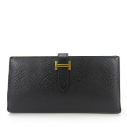 Hermes Long Wallet Bearn Soufflet Veau Epsom Black □R Stamped Accessory Women's Men's HERMES