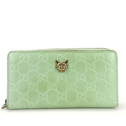 Gucci Long Wallet Round 548058 Shima Leather Mint Green Limited Edition Color Linea Cat Women's GUCCI