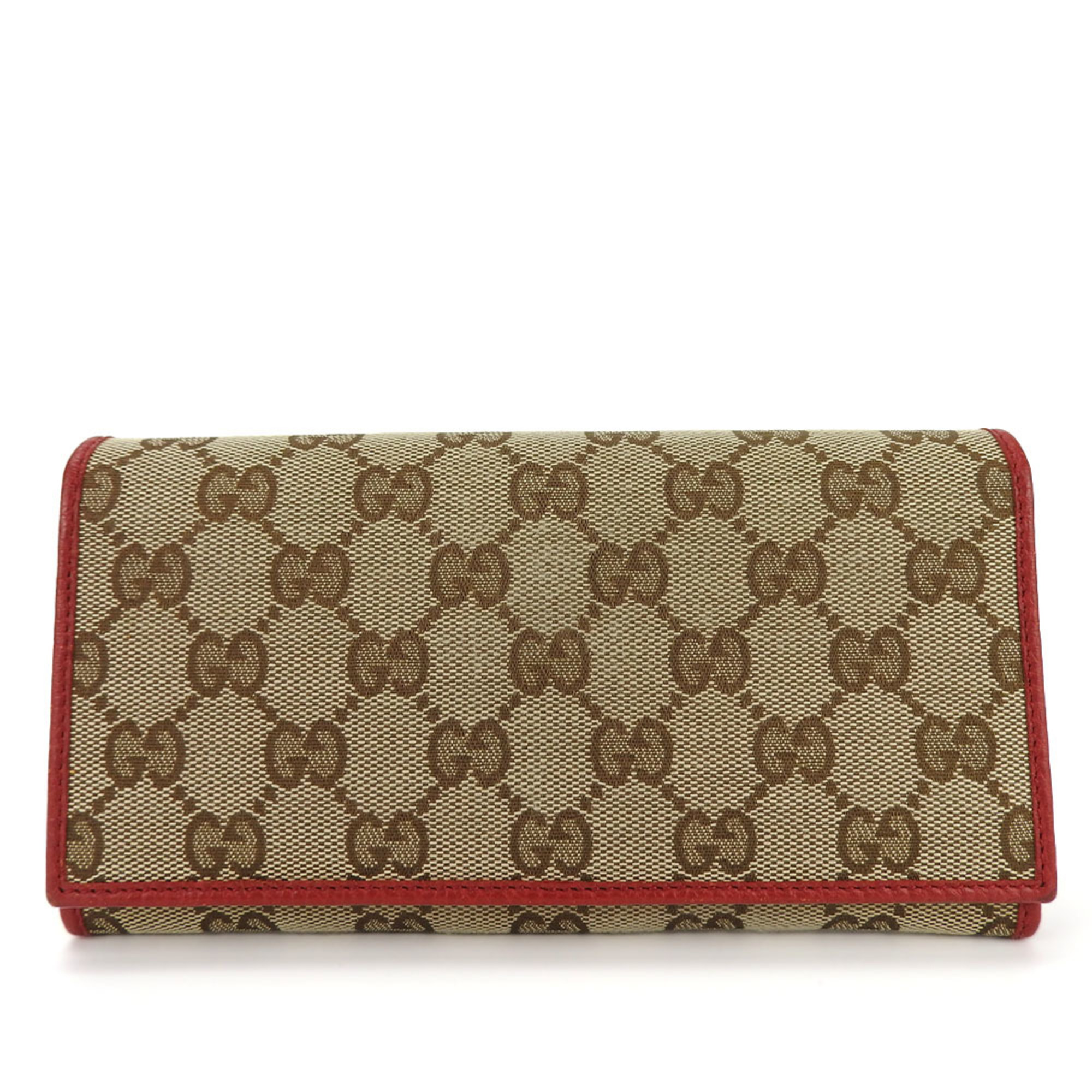 Gucci Bi-fold Wallet 346058 GG Canvas Beige Red Long Women's GUCCI