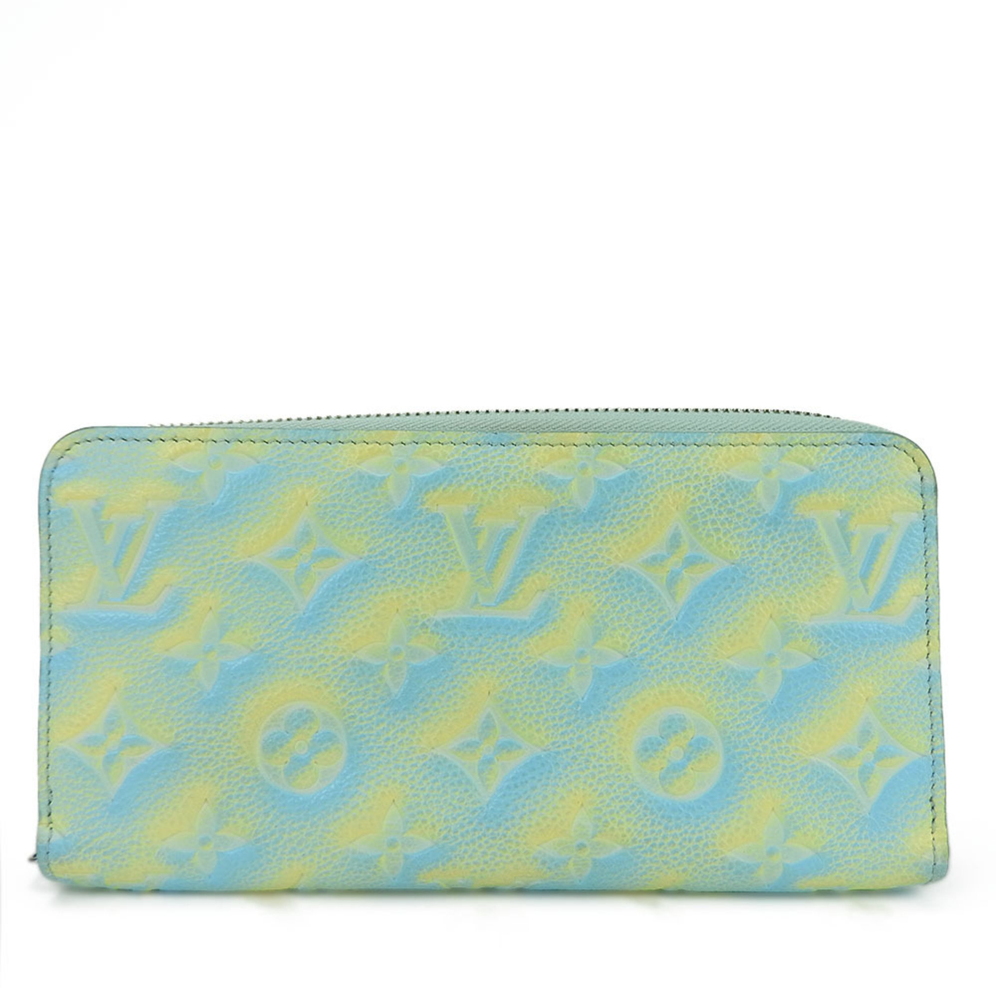 Louis Vuitton Long Wallet Zippy M81466 Monogram Empreinte Vert d'Or Light Blue Pastel Yellow Summer Stardust Round Women's LOUIS VUITTON