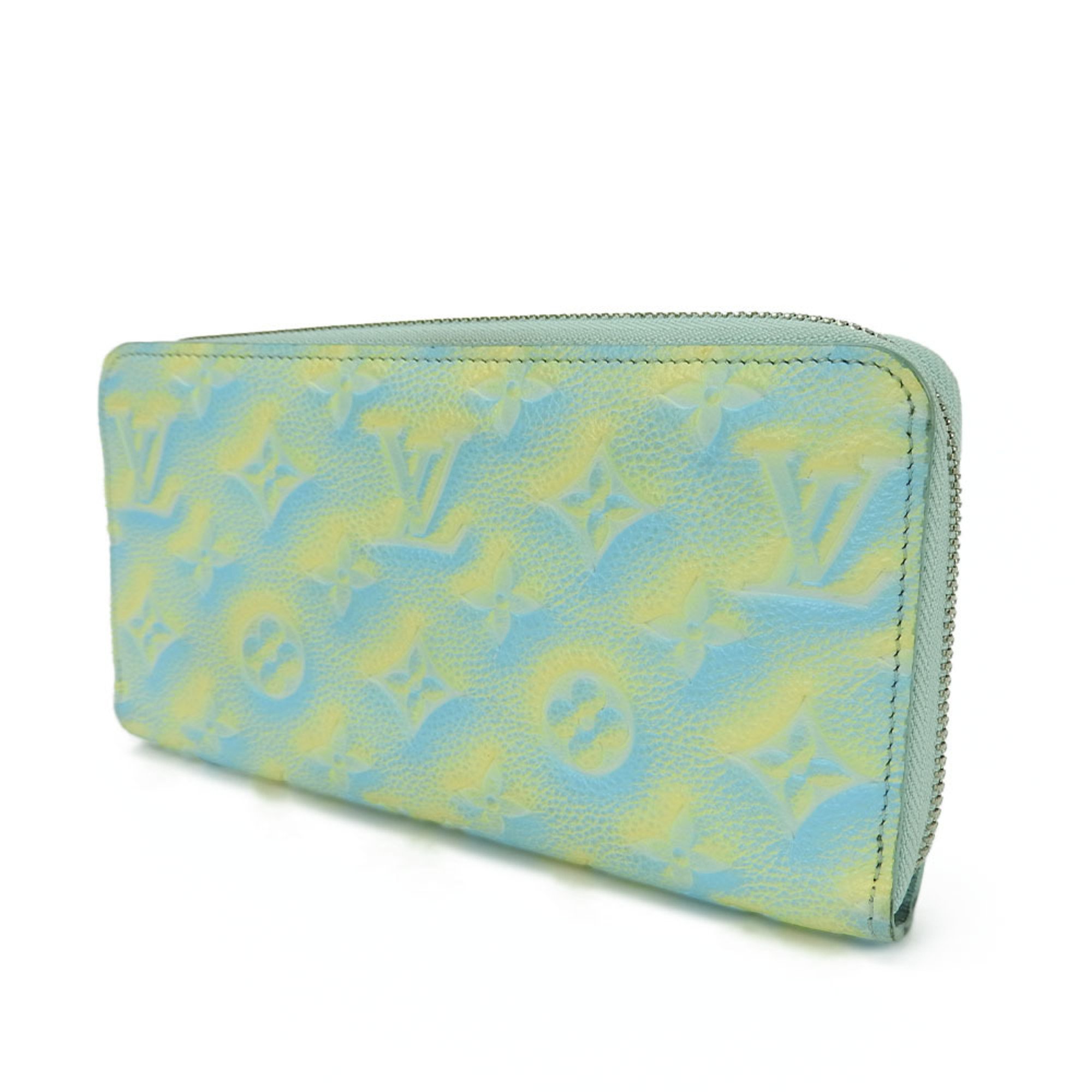 Louis Vuitton Long Wallet Zippy M81466 Monogram Empreinte Vert d'Or Light Blue Pastel Yellow Summer Stardust Round Women's LOUIS VUITTON