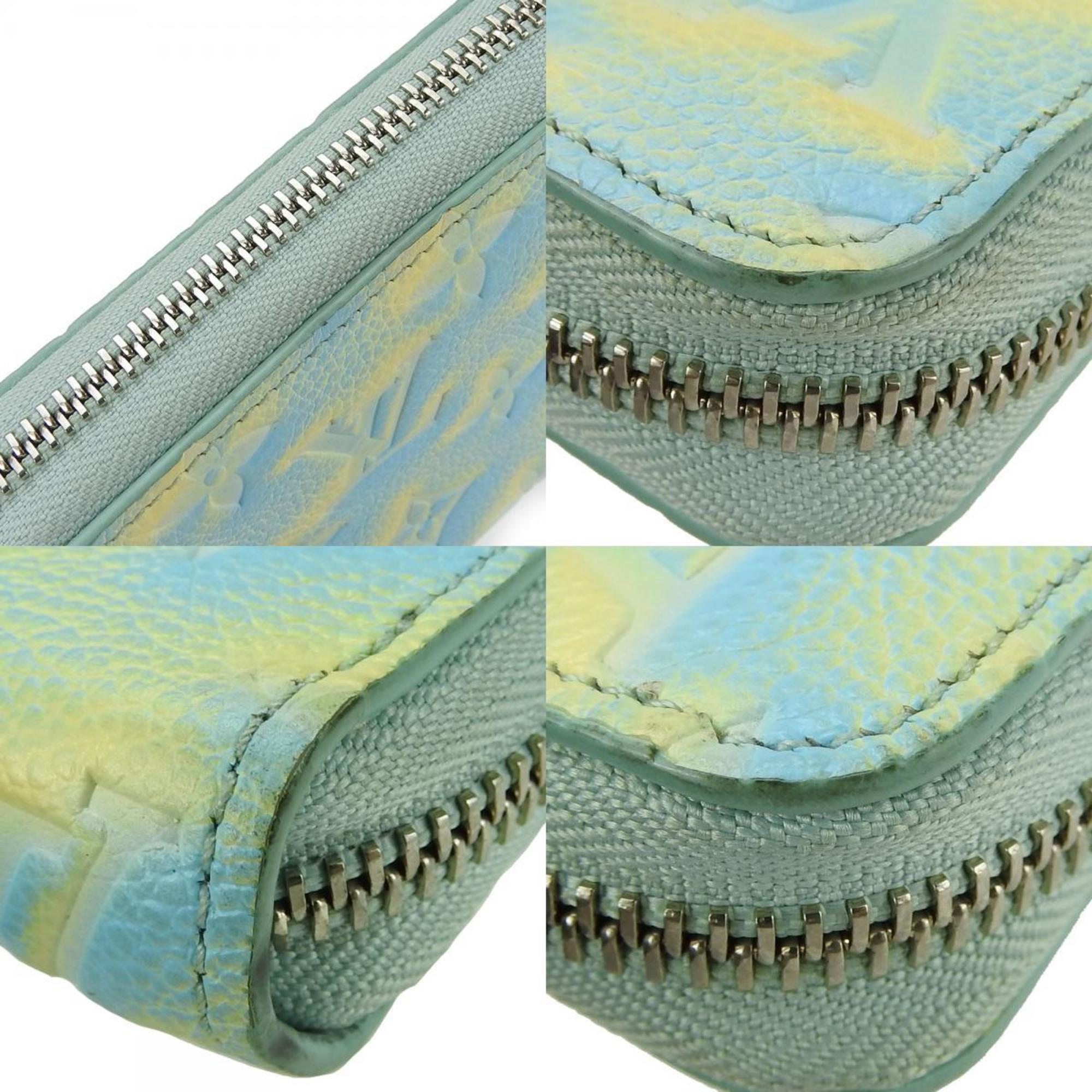 Louis Vuitton Long Wallet Zippy M81466 Monogram Empreinte Vert d'Or Light Blue Pastel Yellow Summer Stardust Round Women's LOUIS VUITTON