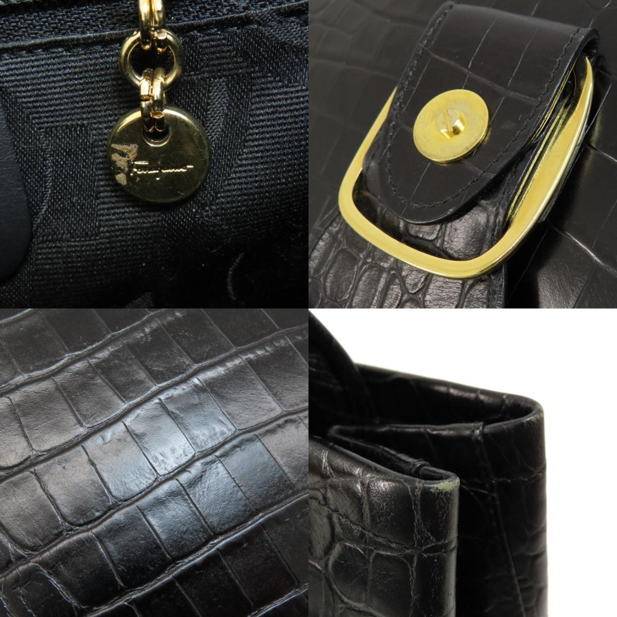 Salvatore Ferragamo motif embossed leather handbag for women