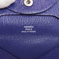 Hermes Bastia Blue Ankle Wallet/Coin Case Chevre Women's