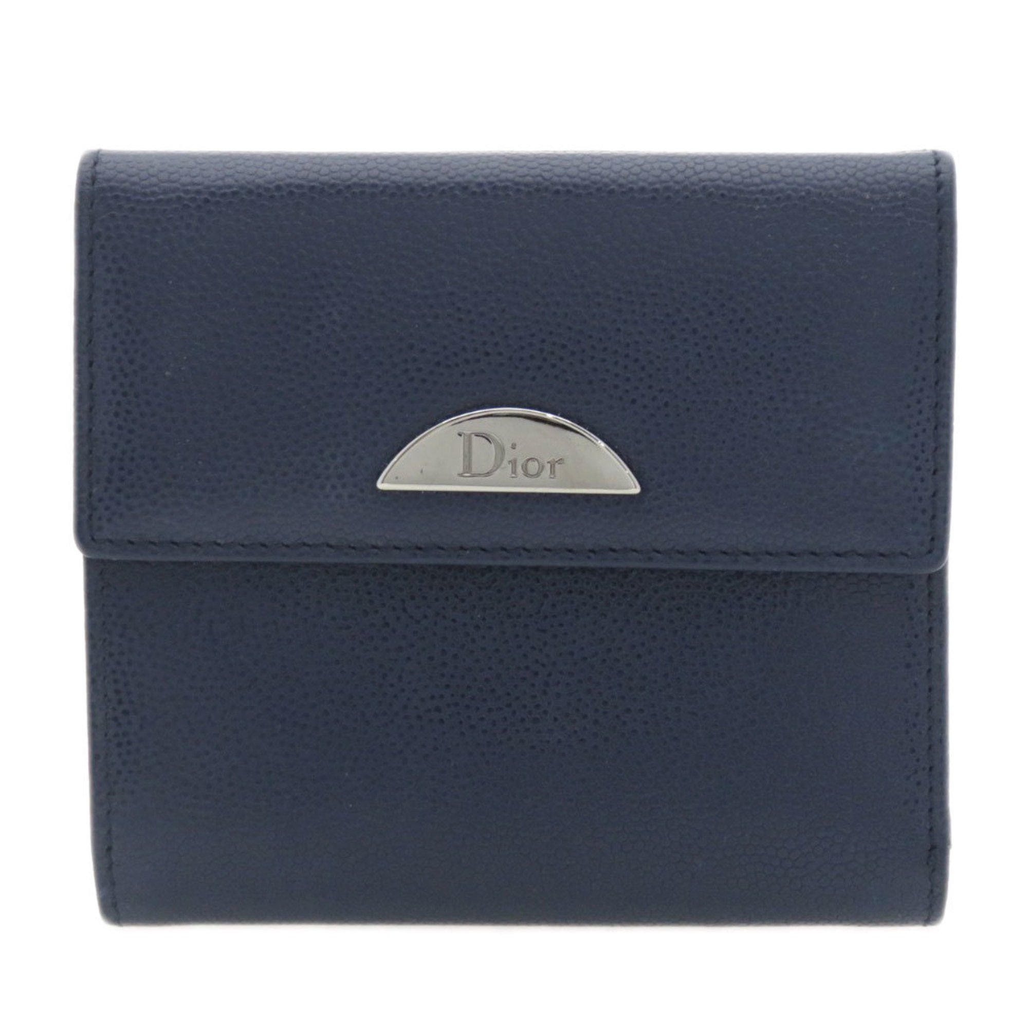 Christian Dior metal fittings bi-fold wallet leather ladies