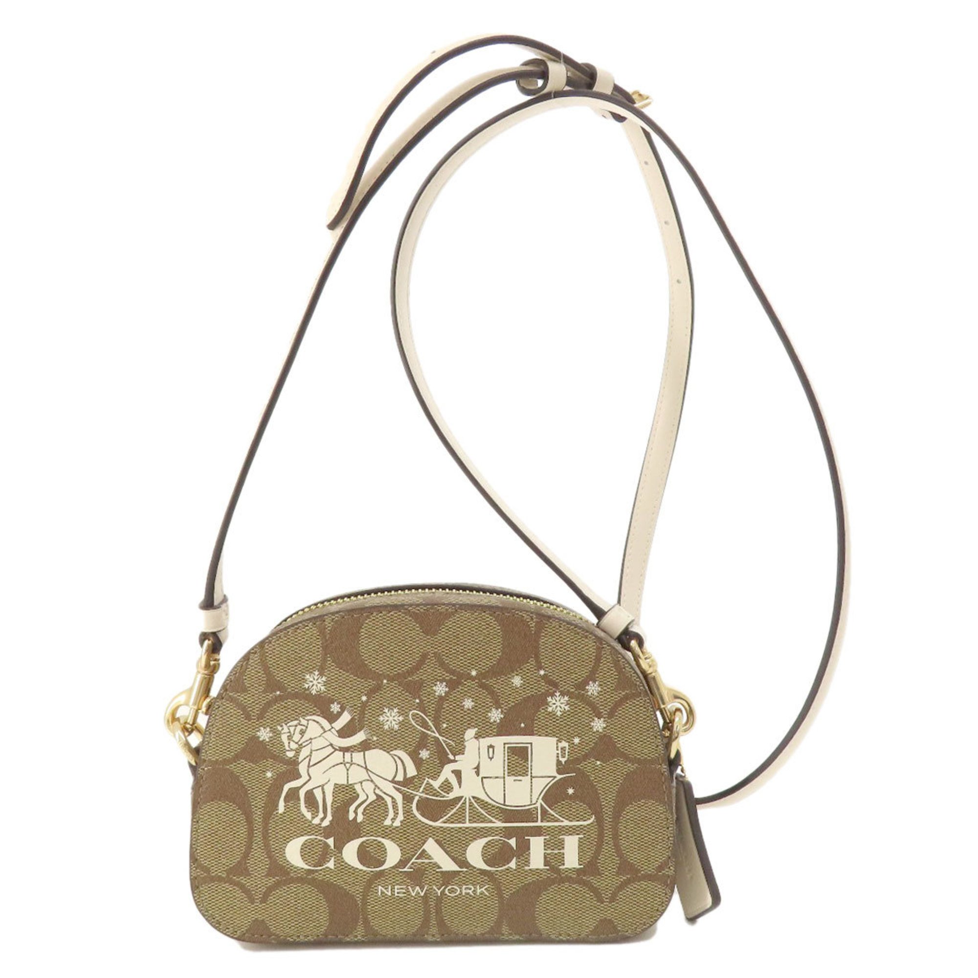 Coach CN700 Signature Shoulder Bag Leather Women's