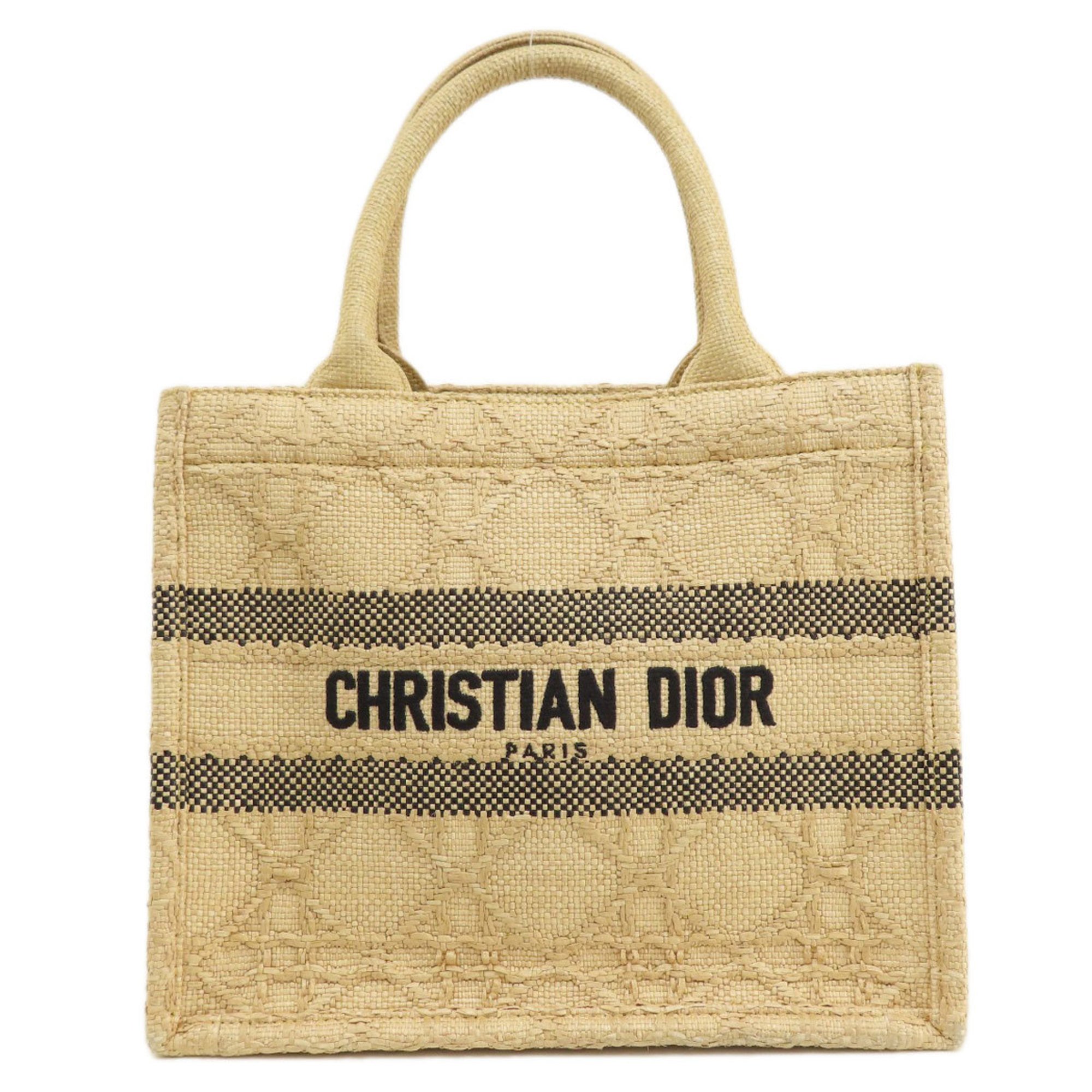 Christian Dior Book Tote Small Handbag Raffia Women's