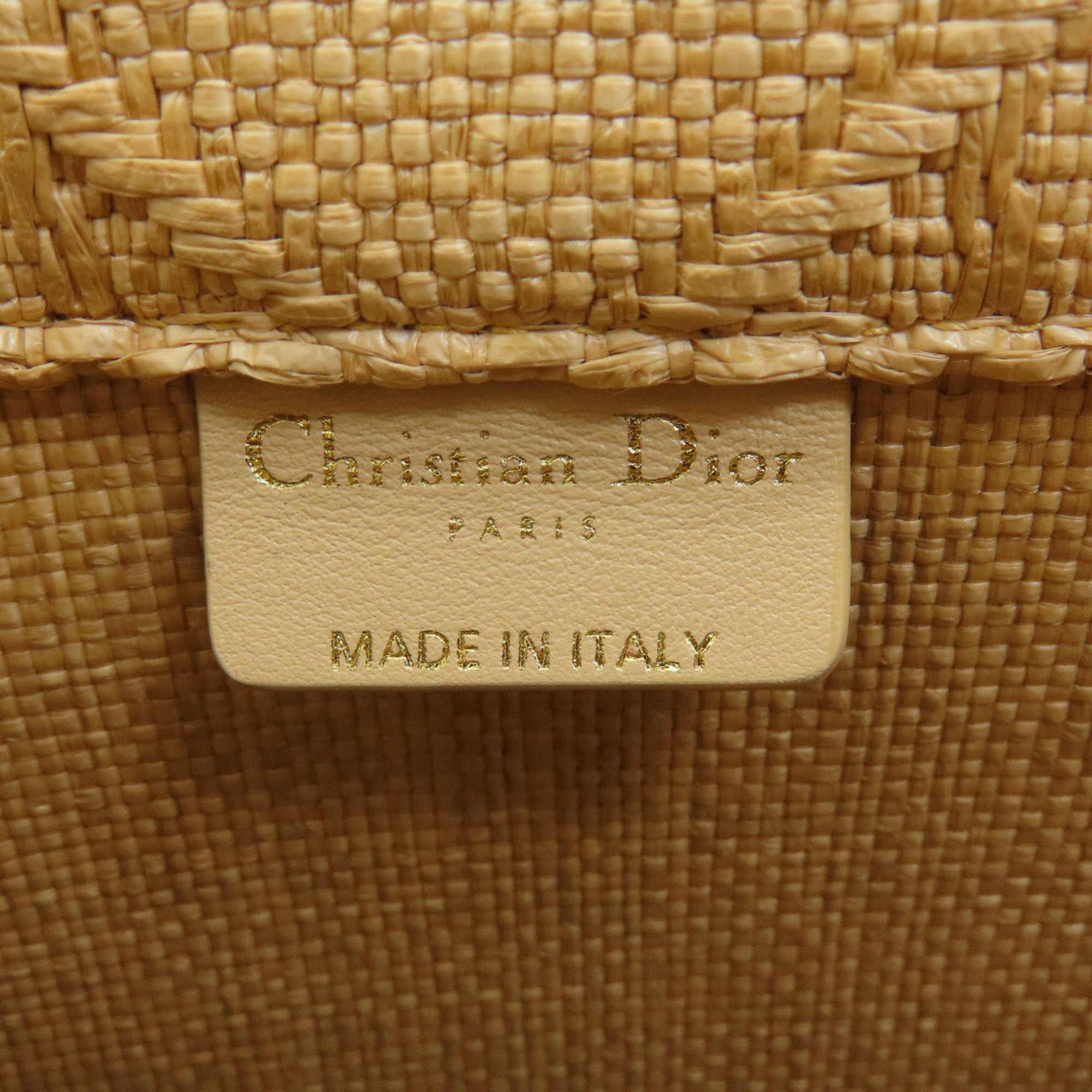 Christian Dior Book Tote Small Handbag Raffia Women's