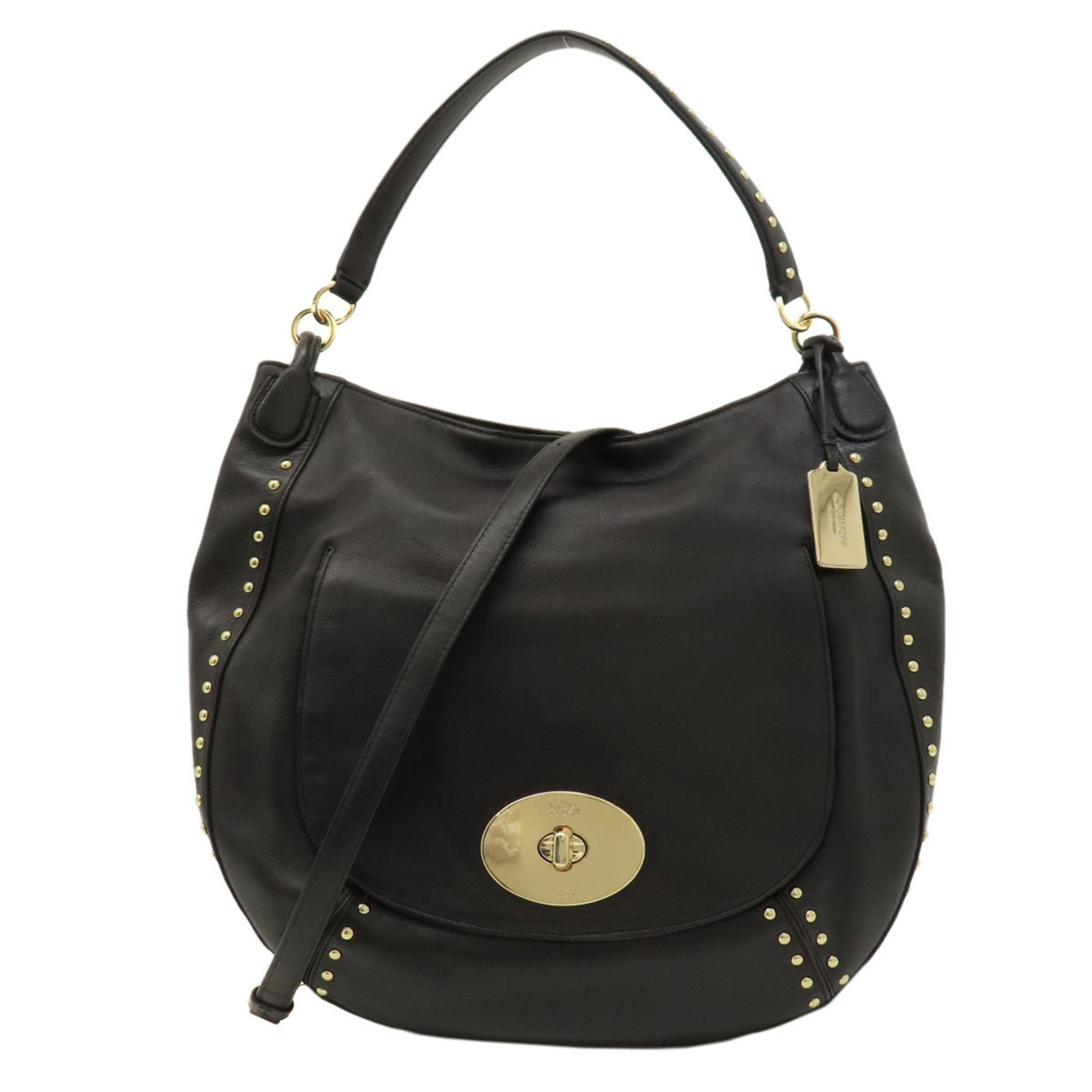 Coach 34998 Studded Shoulder Bag Leather Women's