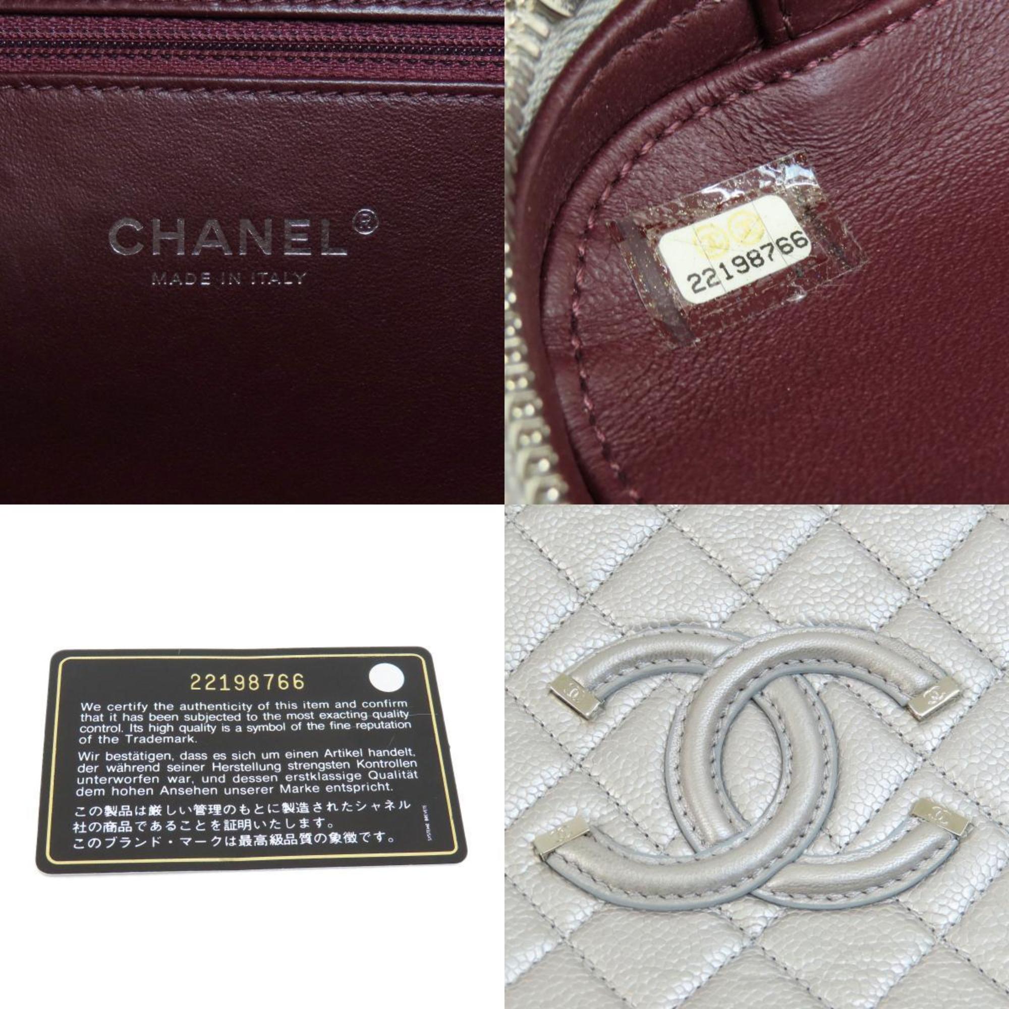 Chanel CC Filigree Vanity Bag Shoulder Caviar Skin Women's
