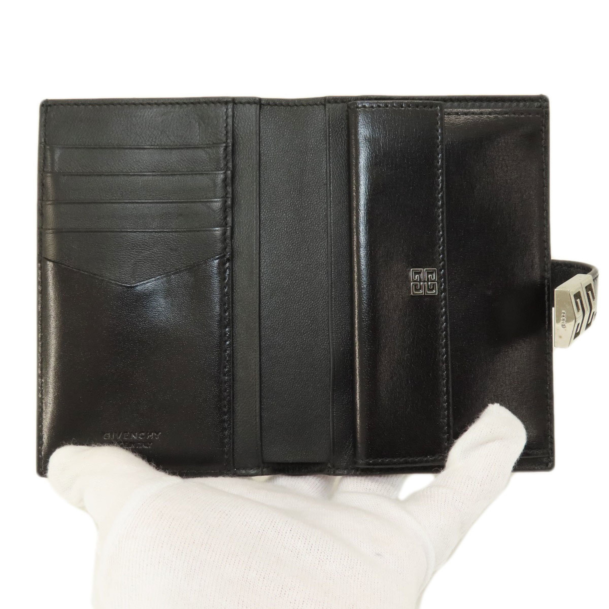 Givenchy metal fittings bi-fold wallet leather men's women's